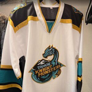 Tahoe Knight Monsters Hockey Jersey White Away Style Dragon Logo Size Large